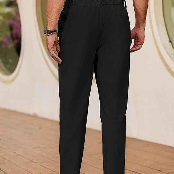 Men's Casual Breathable Drawstring Pants Breathable Casual Pants With Slight Stretch