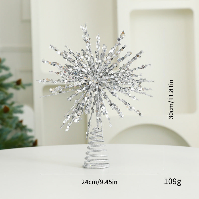 Christmas Metal Star Ornament - Eight Awn Champagne Gold Silver Decoration (25-30cm)