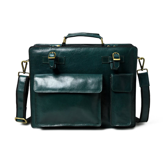 Attaché-case en cuir italien Toscane, Vert