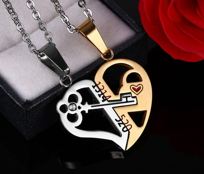 Pendant Love Necklace Set Lover Valentine Gifts Stainless Steel Chain Necklace - DropOnline.co