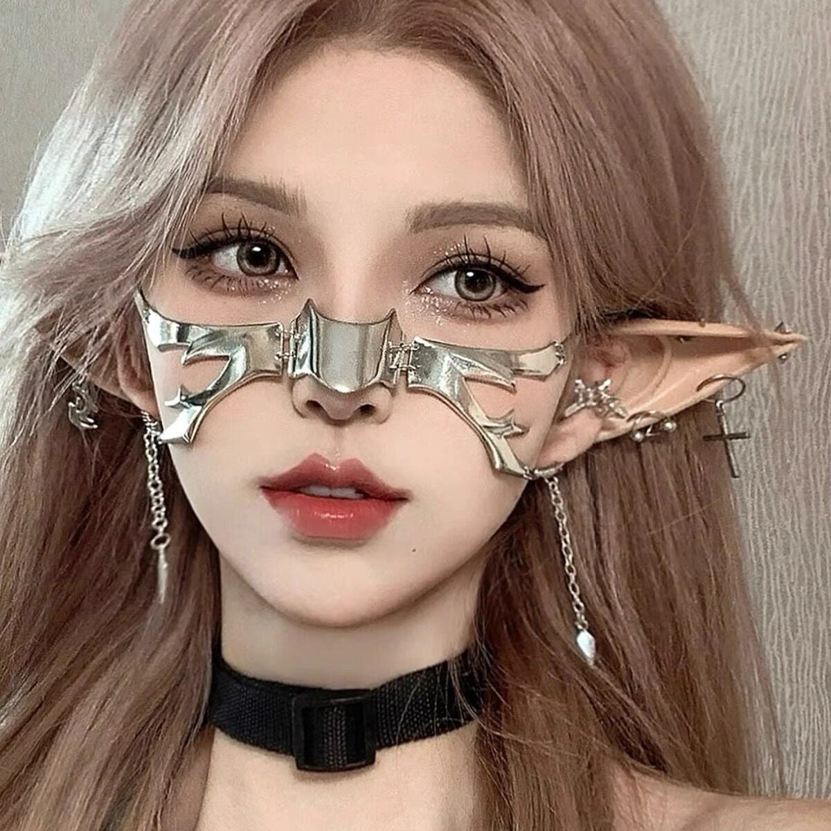 Halloween Half Face Mask - Werewolf White Design