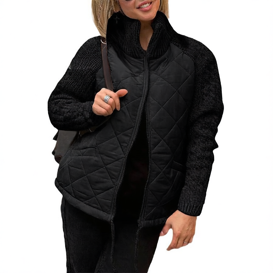 Women's Zippered Stand Collar Cardigan - Modern Zip-Up Sweater