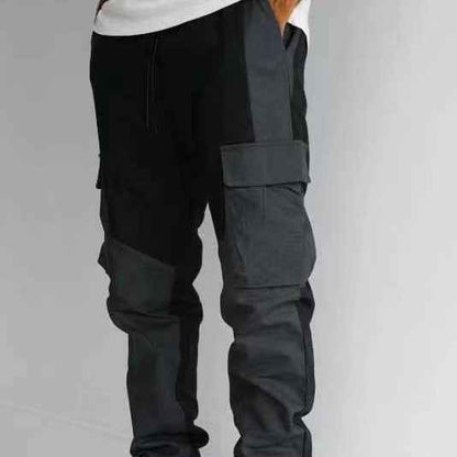 Men's Large Pocket Stitching Trousers - Loose Fit Tapered Pants