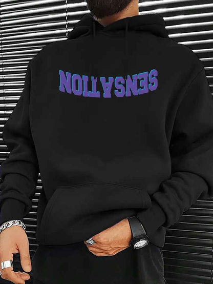 Men's Hoodie - Solid Color Pullover Hooded Sweatshirt