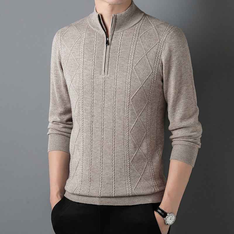 Half Zipper Thickening Thermal Head Cover Knitted Inner Match Woolen Sweater