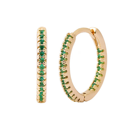 Circle Female Earrings Ear Clip Multicolor Zircon Elegant - DropOnline.co