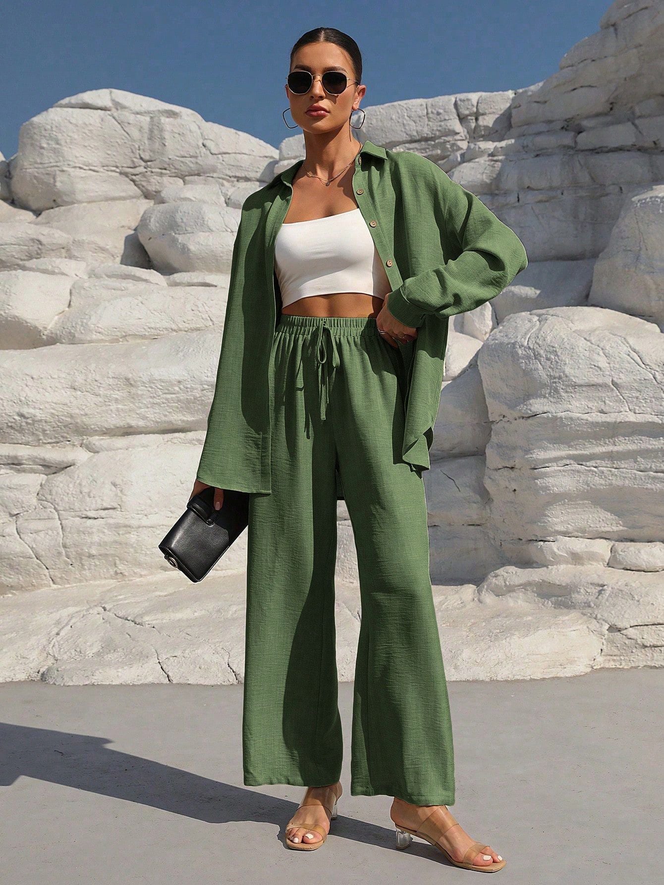 Women's Long Sleeve Cardigan Two-Piece Dress Set - Elegant Layered Outfit