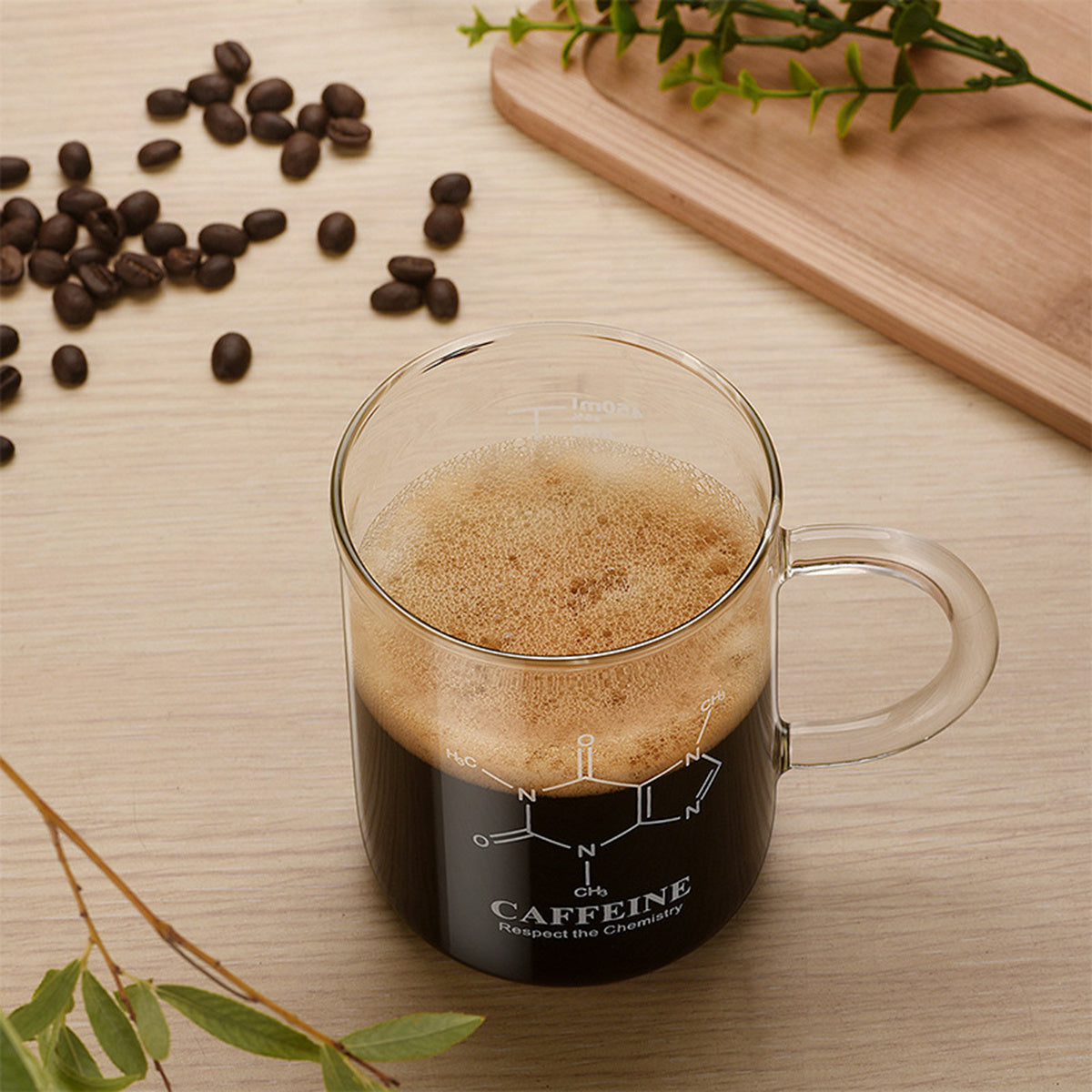 Professional Borosilicate Glass Coffee Cup with Measurement Scale