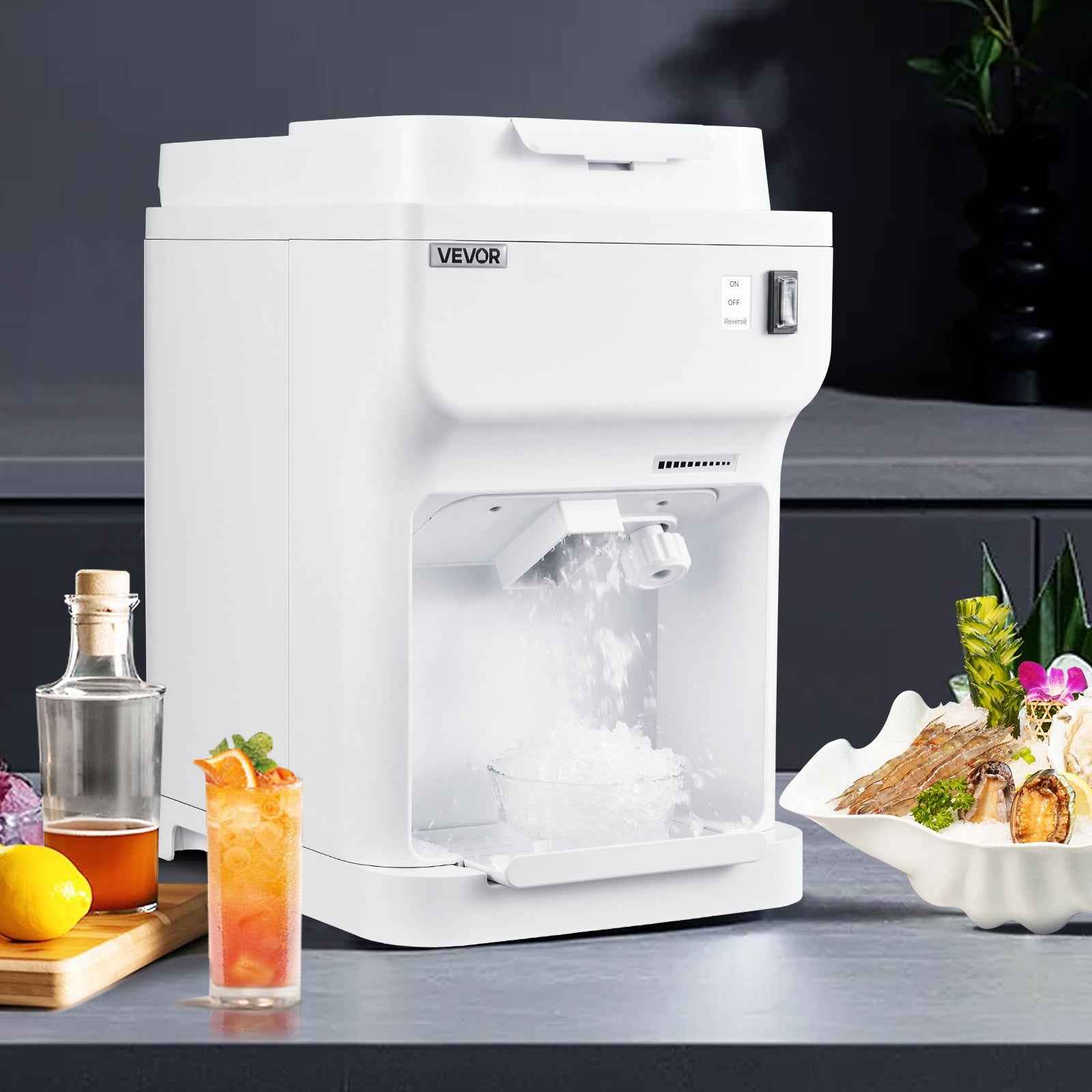 Commercial Ice Shaver 220LBS/H Electric Snow Cone Maker Ice Crusher White