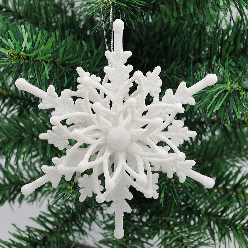 Christmas White Snowflake Pendant - 12cm Plastic Tree Decoration Ornament