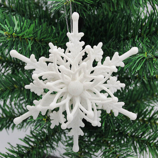 Christmas White Snowflake Pendant - 12cm Plastic Tree Decoration Ornament