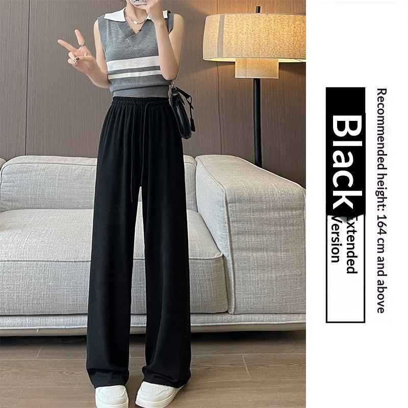 High-waisted Straight-leg Knit Wide-leg Pants For Women