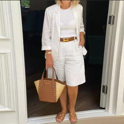 Women's Cardigan Jacket Shorts Two Piece Set