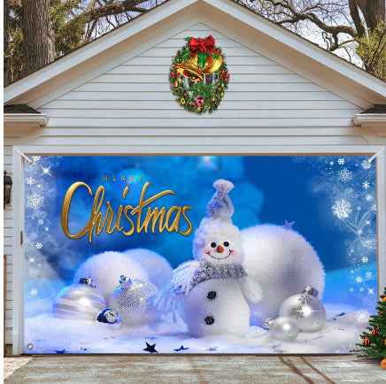 Christmas Garage Door Cover - Polyester Background Hanging Cloth Holiday Party Decoration - DropOnline.co
