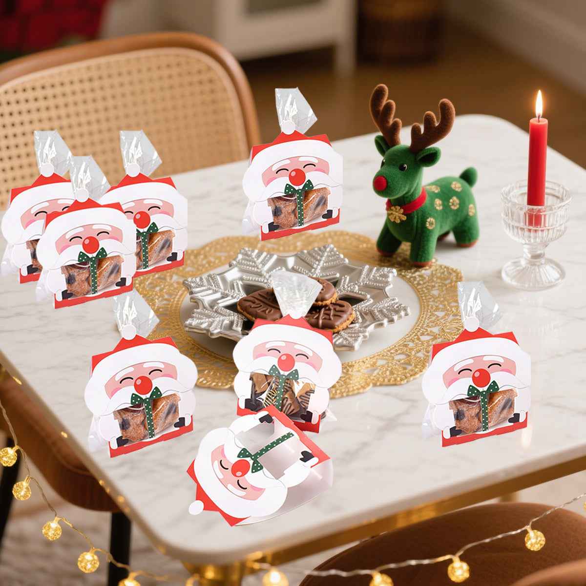 3D Christmas Goody Gift Boxes with Transparent Bags - Santa Claus Design - DropOnline.co