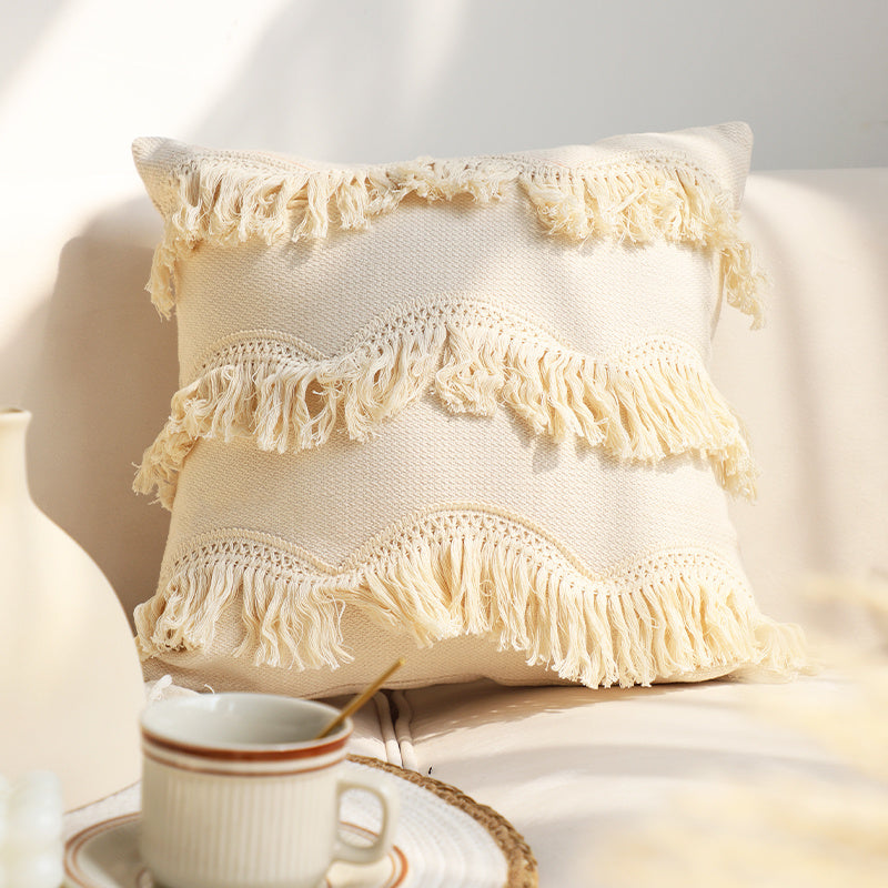 Pillowcase Tufted Pillow Solid Color Cover Waist Cushion