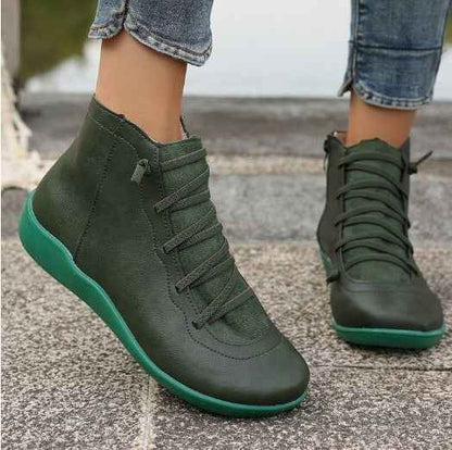Women's Plus Size Flat Side Zipper Short Fashion Boots
