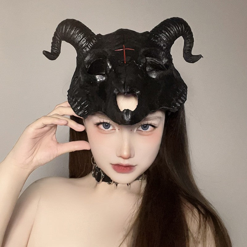 Halloween Half Face Mask - Werewolf White Design