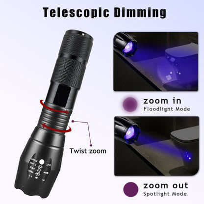 (2 Pack) 2 IN 1 LED Flashlight UV + White Zoomable LED Flashlight Detection Lamp(TK/TMEU For Self-pickup)