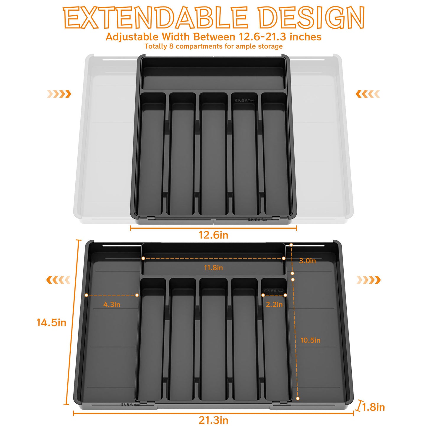 Multi-Compartment Plastic Storage Box - 6-Grid Organizer Container