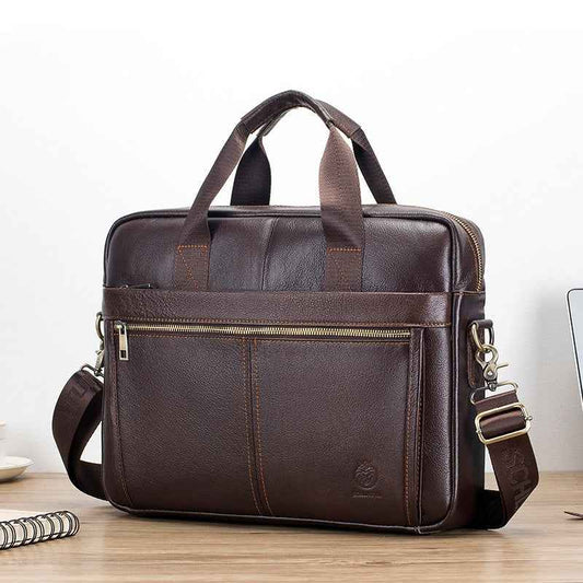 Men's First Layer Cowhide Portable Briefcase