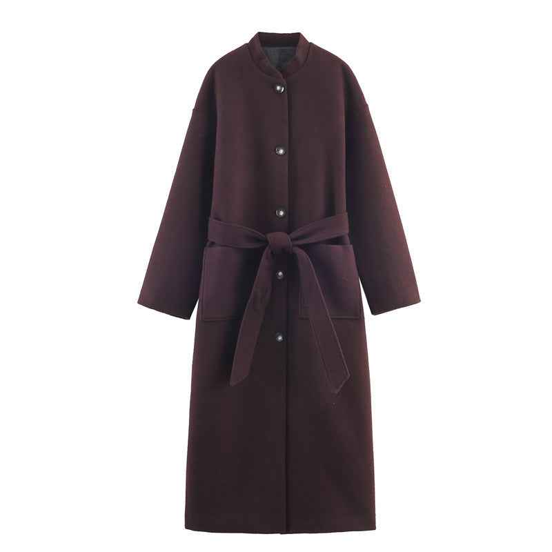 Long Belted Elegant Coat For Women
