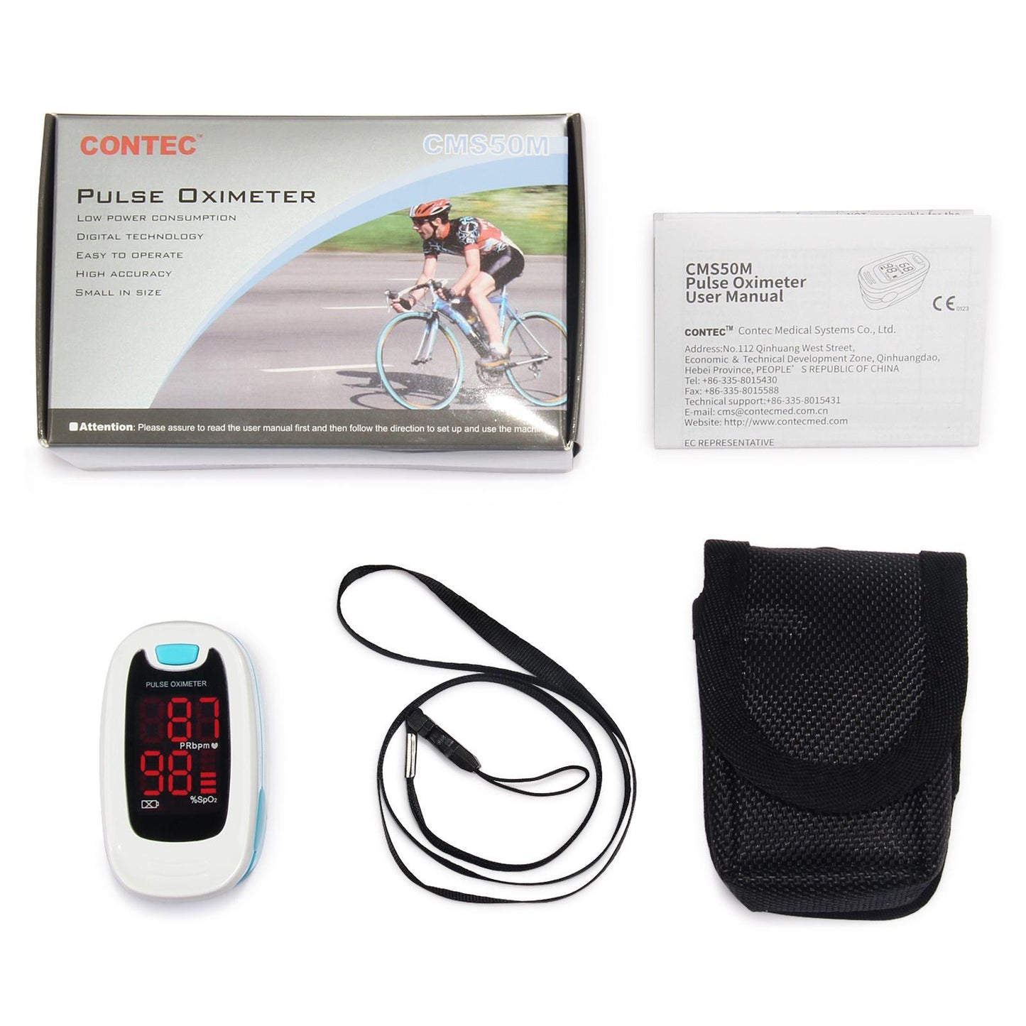 Finger-clip Pulse Oximeter, Blood Oxygen Saturation And Heart Rate Monitoring, With Soft Case, FDA Approved