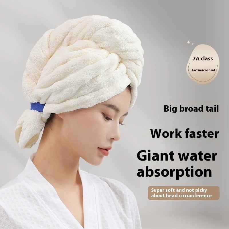 Bubble Velvet Wide Tail Hair-drying Quick-drying Towel Shower Cap