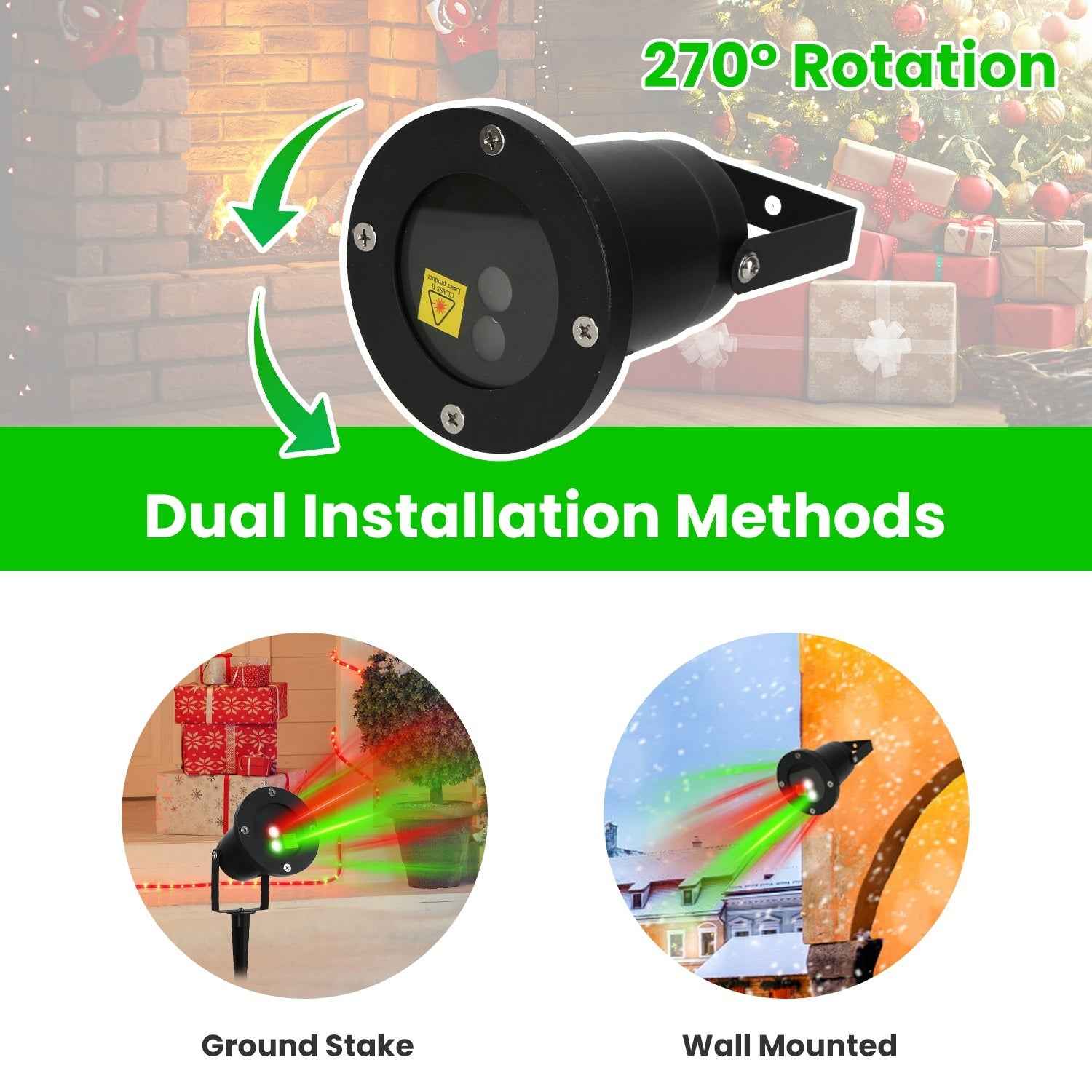 Outdoor Laser Projector Light - Red & Green 3 Modes 12 Speeds IP44 Waterproof - DropOnline.co