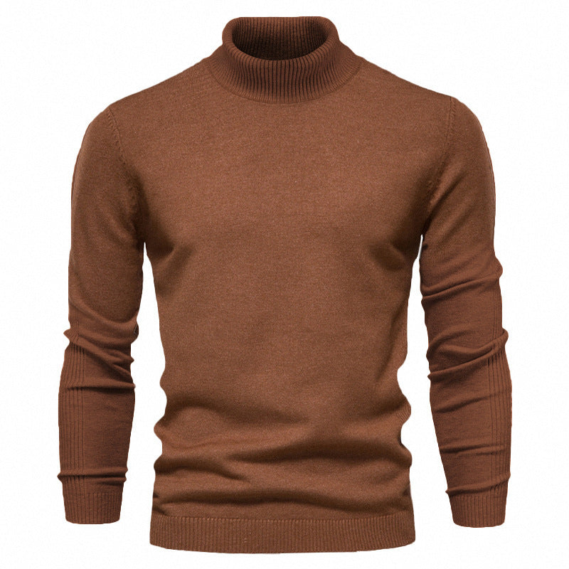Men's Solid Color Slim Pullover Turtleneck Sweater - Winter Casual Tops
