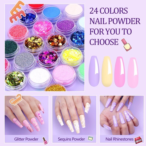 Acrylic Nail Kit With UV, 4 Color Gel Polishing Kit