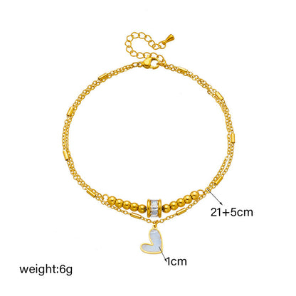 Fashion Jewelry Boho Classic Love Heart Ankle Chain Double Layer Chain Bracelet Anklet Charm Tassel Leg Chain On Foot Chain Women Party Jewelry Accessories - DropOnline.co