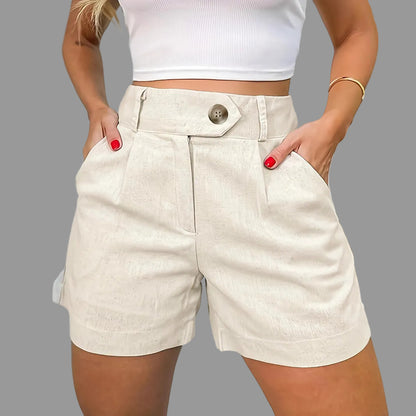 Women's Fashion Casual High Waist Pure Color Suit Shorts