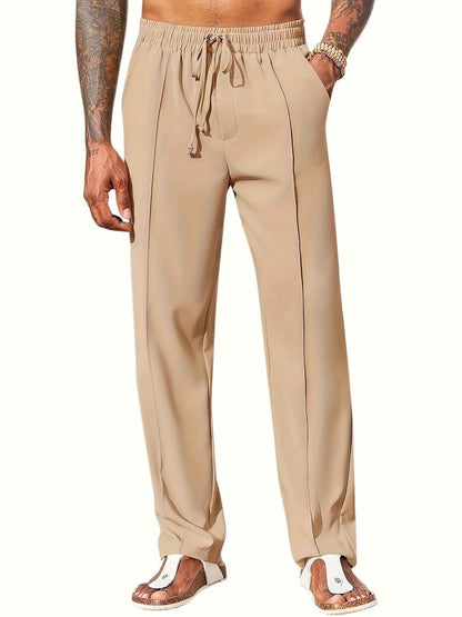 Men's Casual Loose Trousers - Quick-Drying Waist-Tied Pants with Pockets