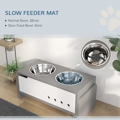 Elevated Dog Bowls, 3 Height Adjustable Raised Dog Bowls W Slow Feeder Mat, Stand, For Medium To Extra Large Dogs - DropOnline.co
