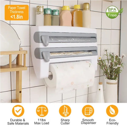 Kitchen Roll Distributor, Paper Roll Holder, Plastic Film Foil Organizer - DropOnline.co