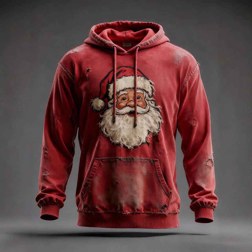 Christmas Pocket Hoodie Loose Pullover Digital Print Sweatshirt