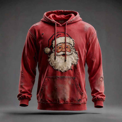Christmas Pocket Hoodie Loose Pullover Digital Print Sweatshirt