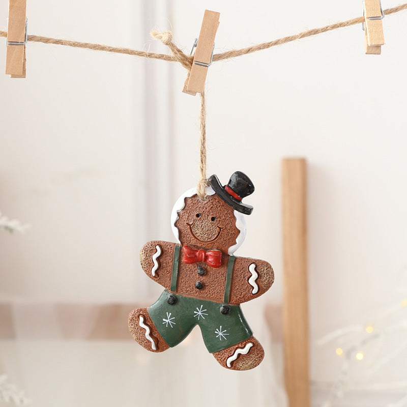 Christmas Resin Character Pendants - Santa Snowman Gingerbread Man Ornaments