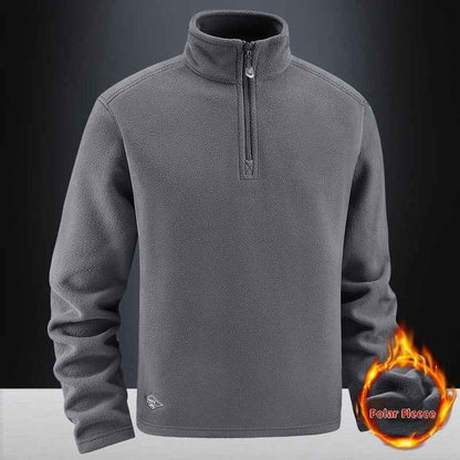 Men's Fleece Hooded Sweatshirt Stand Collar Solid Color Warm Jacket