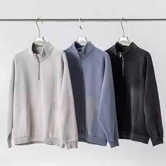 Half Zipped Stand Collar Pullover Sweater Coat