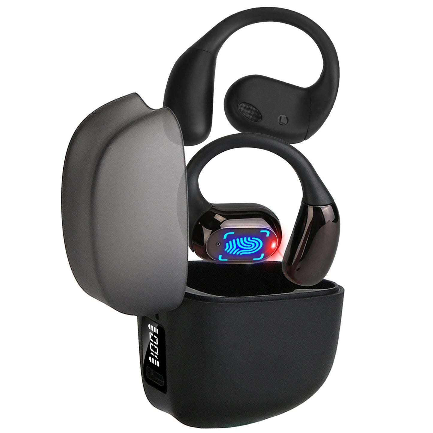 Wireless V5.4 Open Ear Earbuds - IPX5 Waterproof Sport Headphones with LED Charging Case