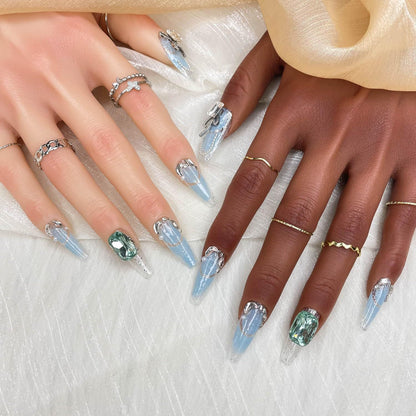 GGDDSHA Handmade Press On Nails, Luxury &Custom Fake Nails 3D Handmade Reusable UVFinished False Nails, Hand-Painted Nail,Nebula Glint - DropOnline.co