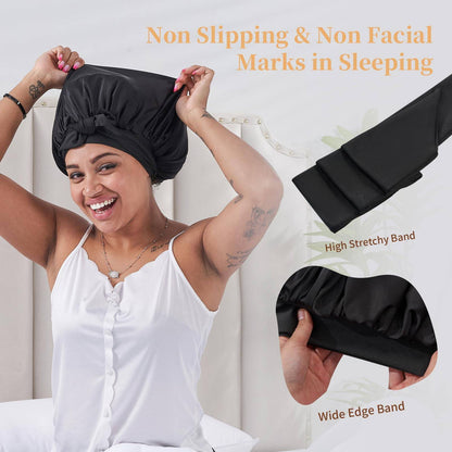 Silk Bonnet, Satin Hair Bonnet For Sleeping For Wavy Curly Natural Hair - DropOnline.co
