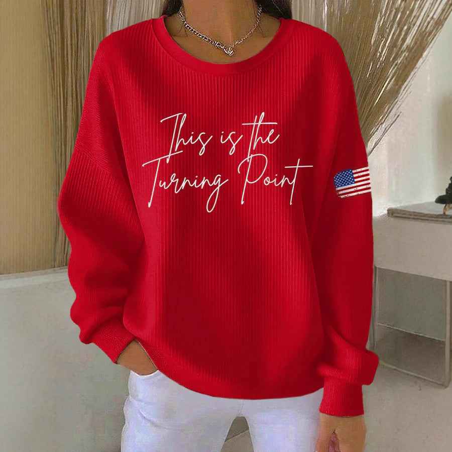 Trendy Women's Round Neck Pullover Sweatshirt