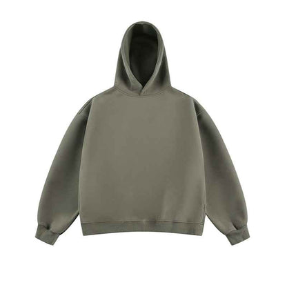 Short Wide Fleece Hooded Sweatshirt For Men And Women In American Solid Color