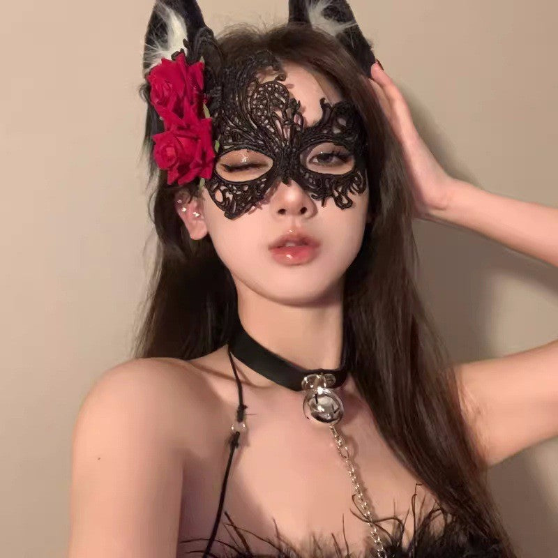 Halloween Half Face Mask - Werewolf White Design