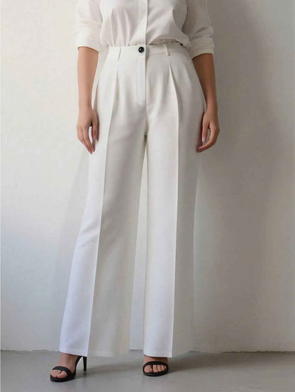 White High-waisted Loose Straight-leg Casual Pants
