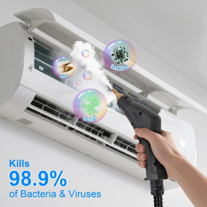 2500W Handheld High Temperature And Pressure Steamer Cleaner With 1400ML Tank 9 Accessories 6 Steam Levels For Dirt Grease Grout Tile Floor Couch Car - DropOnline.co