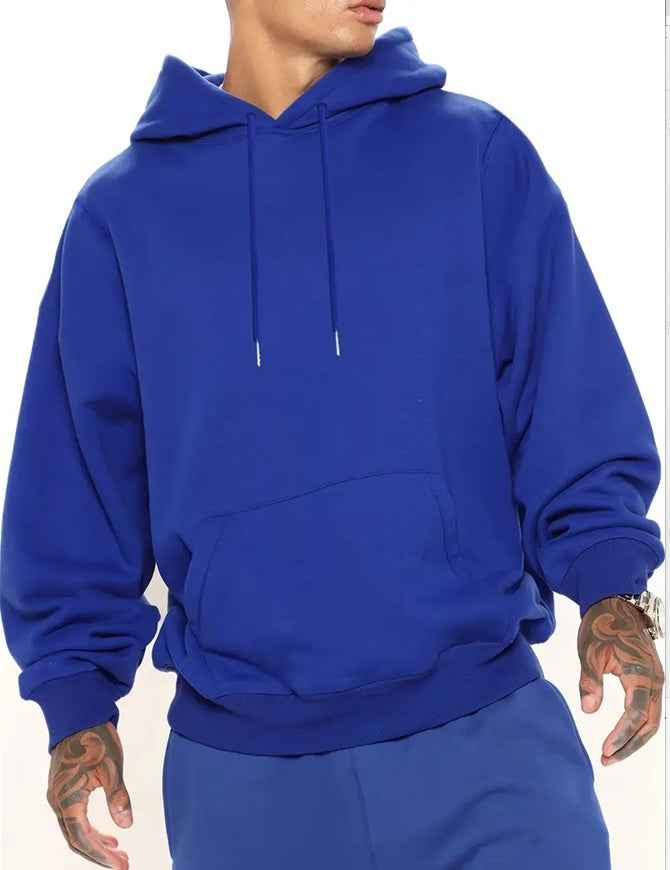 Men's Solid Color Hooded Jumper - Classic Pullover Sweatshirt